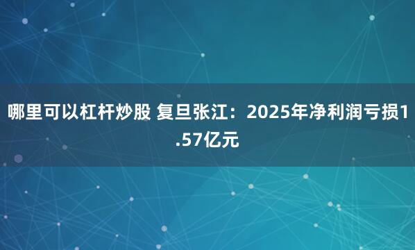哪里可以杠杆炒股 复旦张江：2025年净利润亏损1.57亿元